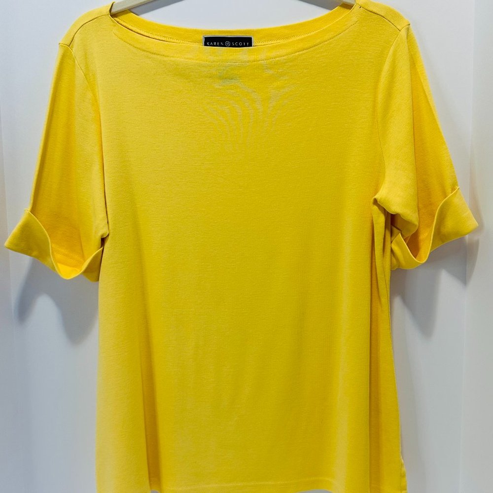 KAREN SCOTT Women's Simple and Flattering Cotton 3/4 Sleeve  Boat Neckline